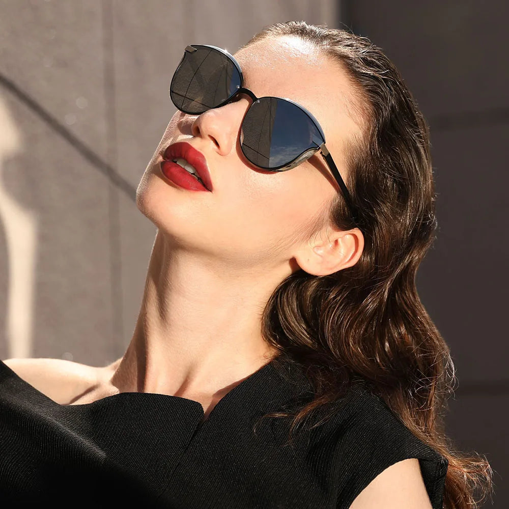 BARCUR Lunettes de soleil polarisées de luxe pour femmes, rondes, Lunette De Soleil Femme