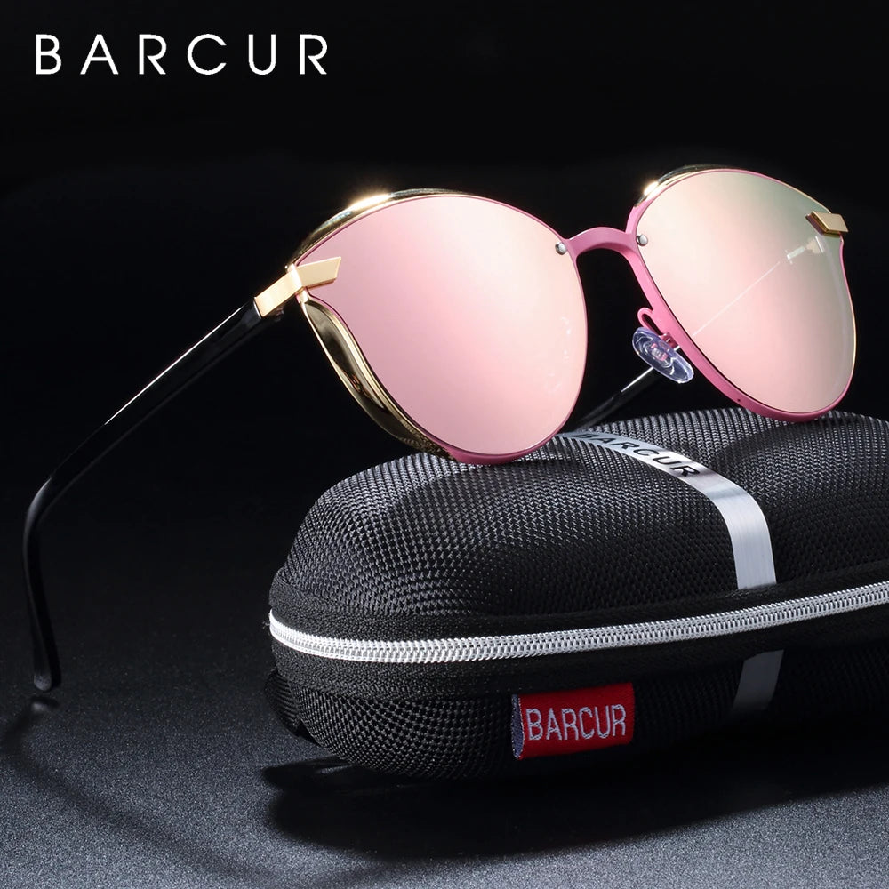 BARCUR Lunettes de soleil polarisées de luxe pour femmes, rondes, Lunette De Soleil Femme