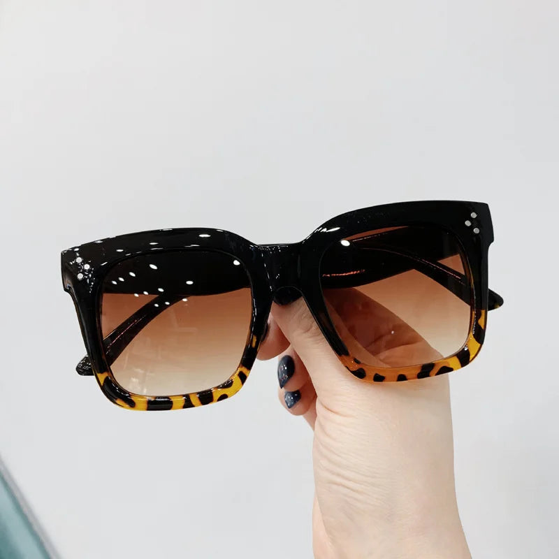 Lunettes de soleil oversize classiques et rétro pour femme - Marque vintage, grande monture carrée pour femme, Oculos Lunette De Soleil