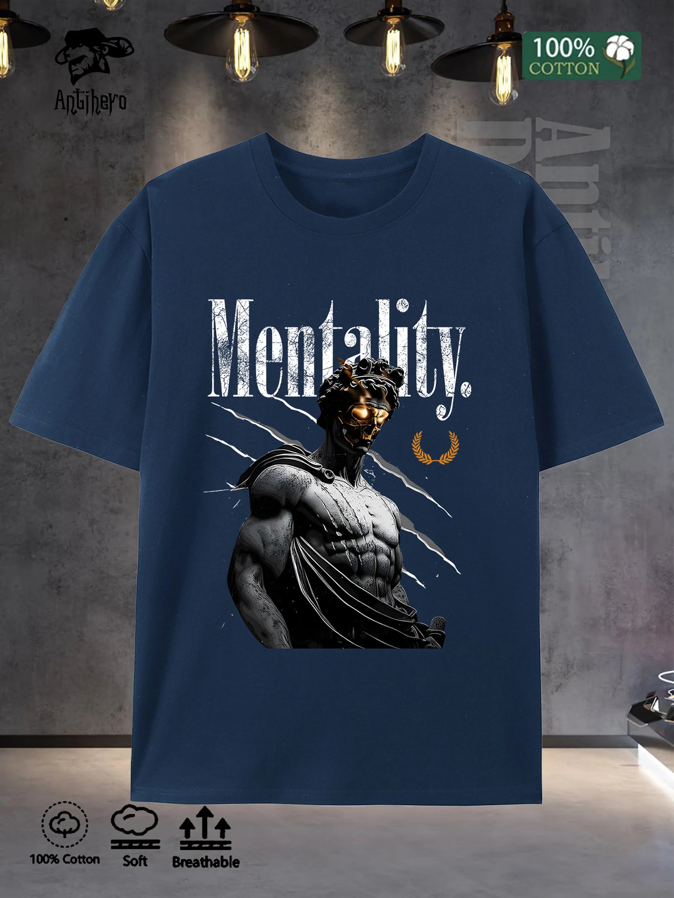 Classic Crew Neck Mens Tee 100% Cotton Oversized Fit 5 Colors Street Style 2025 US Local Stock