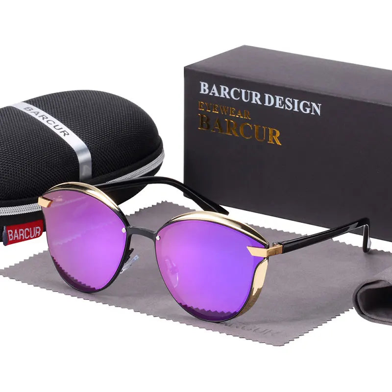 BARCUR Lunettes de soleil polarisées de luxe pour femmes, rondes, Lunette De Soleil Femme