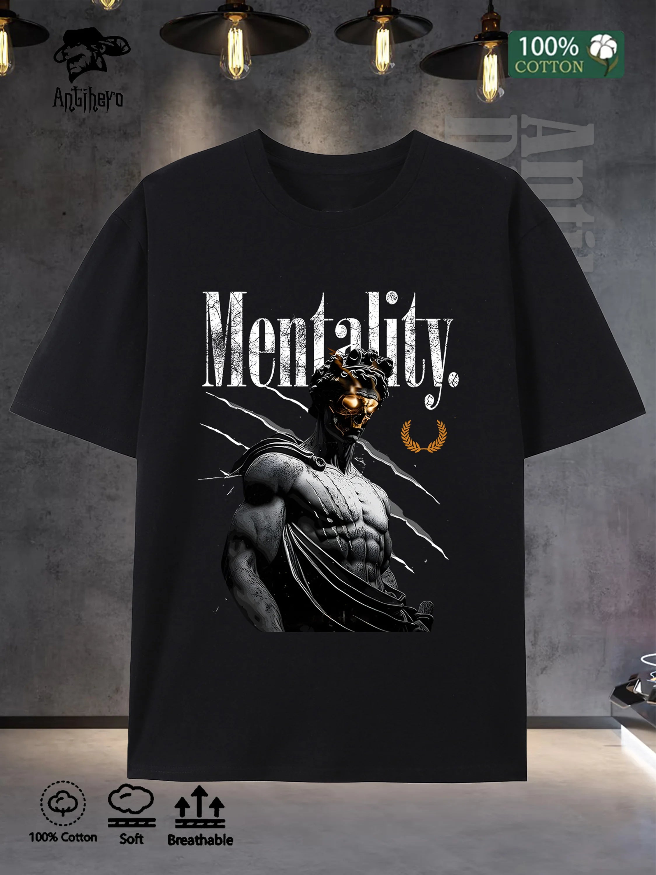 Classic Crew Neck Mens Tee 100% Cotton Oversized Fit 5 Colors Street Style 2025 US Local Stock