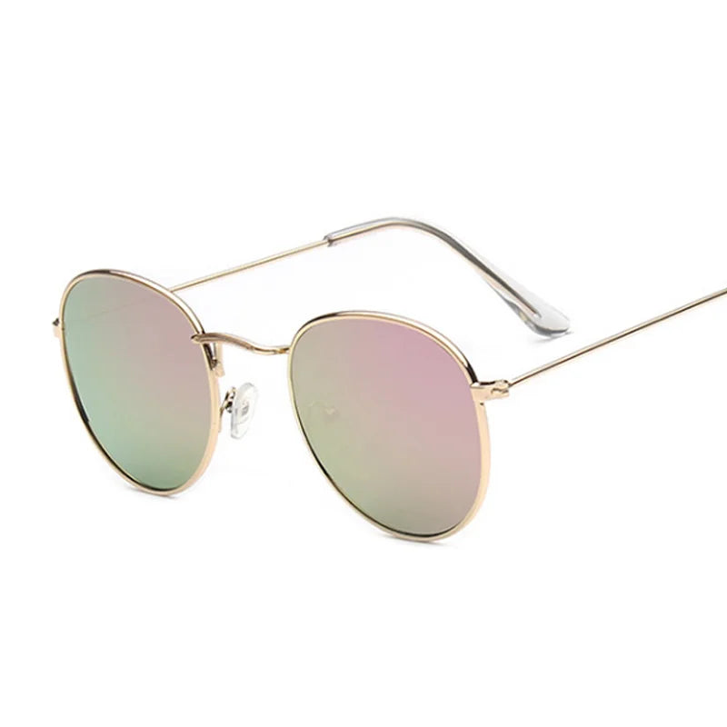 Lunettes de soleil rondes en métal pour femme, de marque vintage, pour voyage, style classique, pour femme, tendance rétro