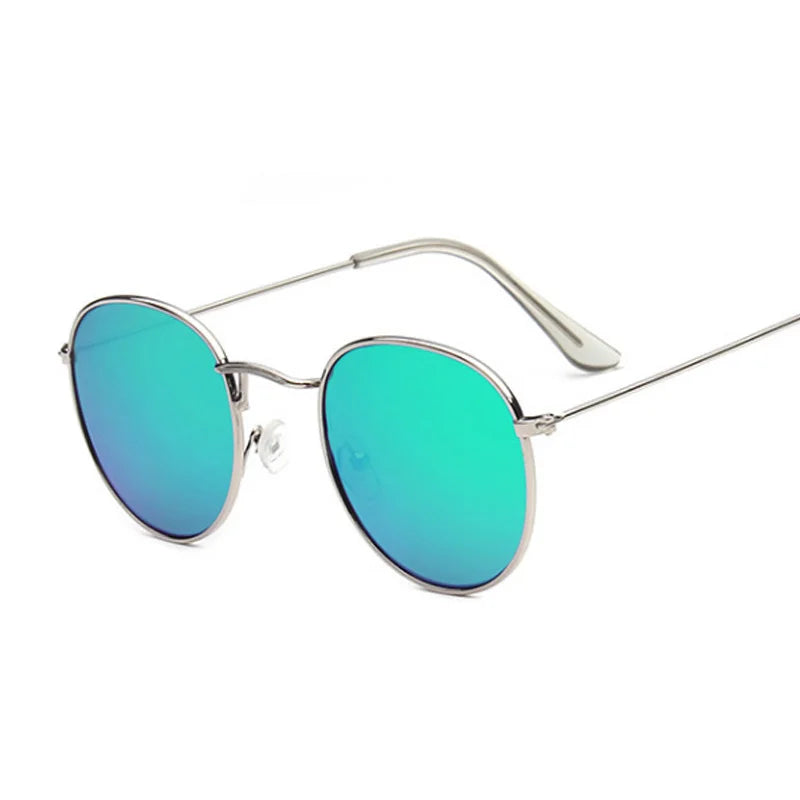 Lunettes de soleil rondes en métal pour femme, de marque vintage, pour voyage, style classique, pour femme, tendance rétro