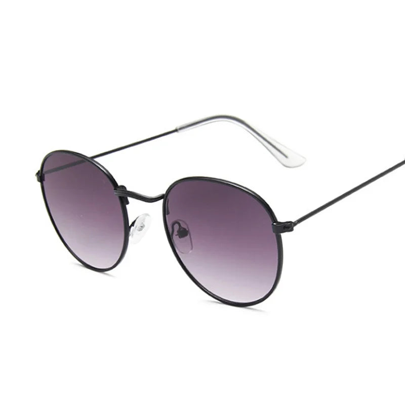 Lunettes de soleil rondes en métal pour femme, de marque vintage, pour voyage, style classique, pour femme, tendance rétro