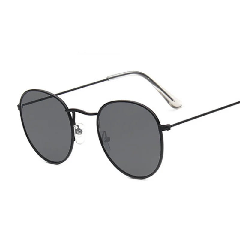 Lunettes de soleil rondes en métal pour femme, de marque vintage, pour voyage, style classique, pour femme, tendance rétro