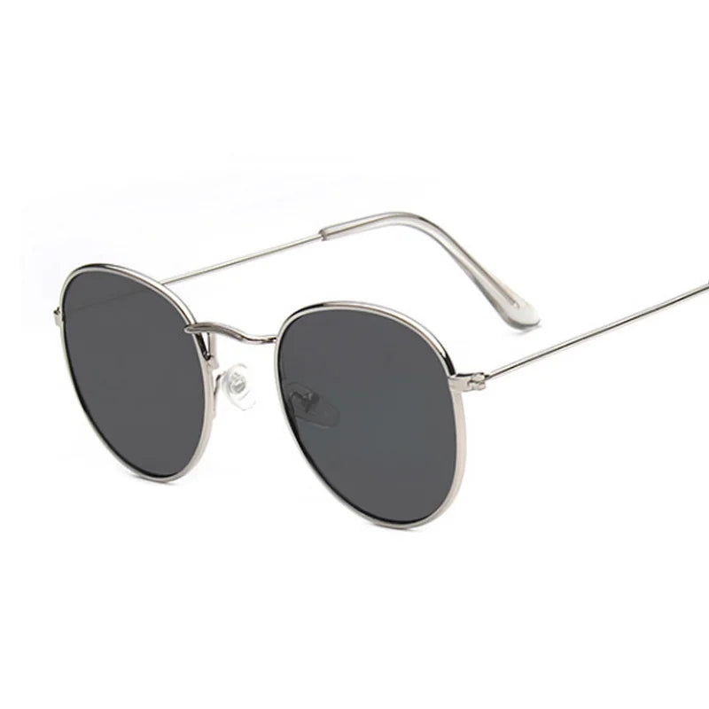 Lunettes de soleil rondes en métal pour femme, de marque vintage, pour voyage, style classique, pour femme, tendance rétro