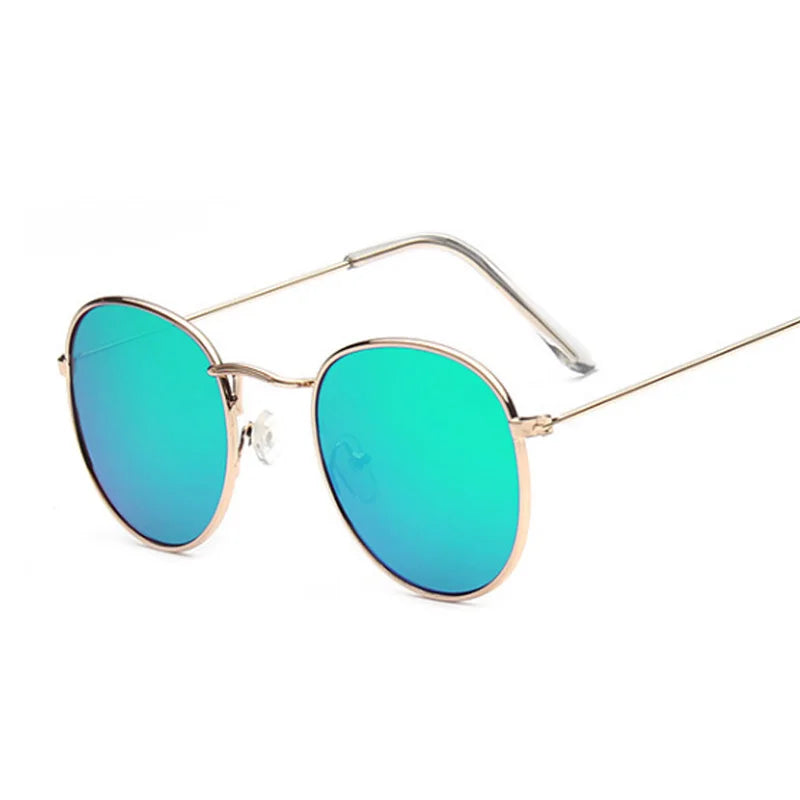 Lunettes de soleil rondes en métal pour femme, de marque vintage, pour voyage, style classique, pour femme, tendance rétro