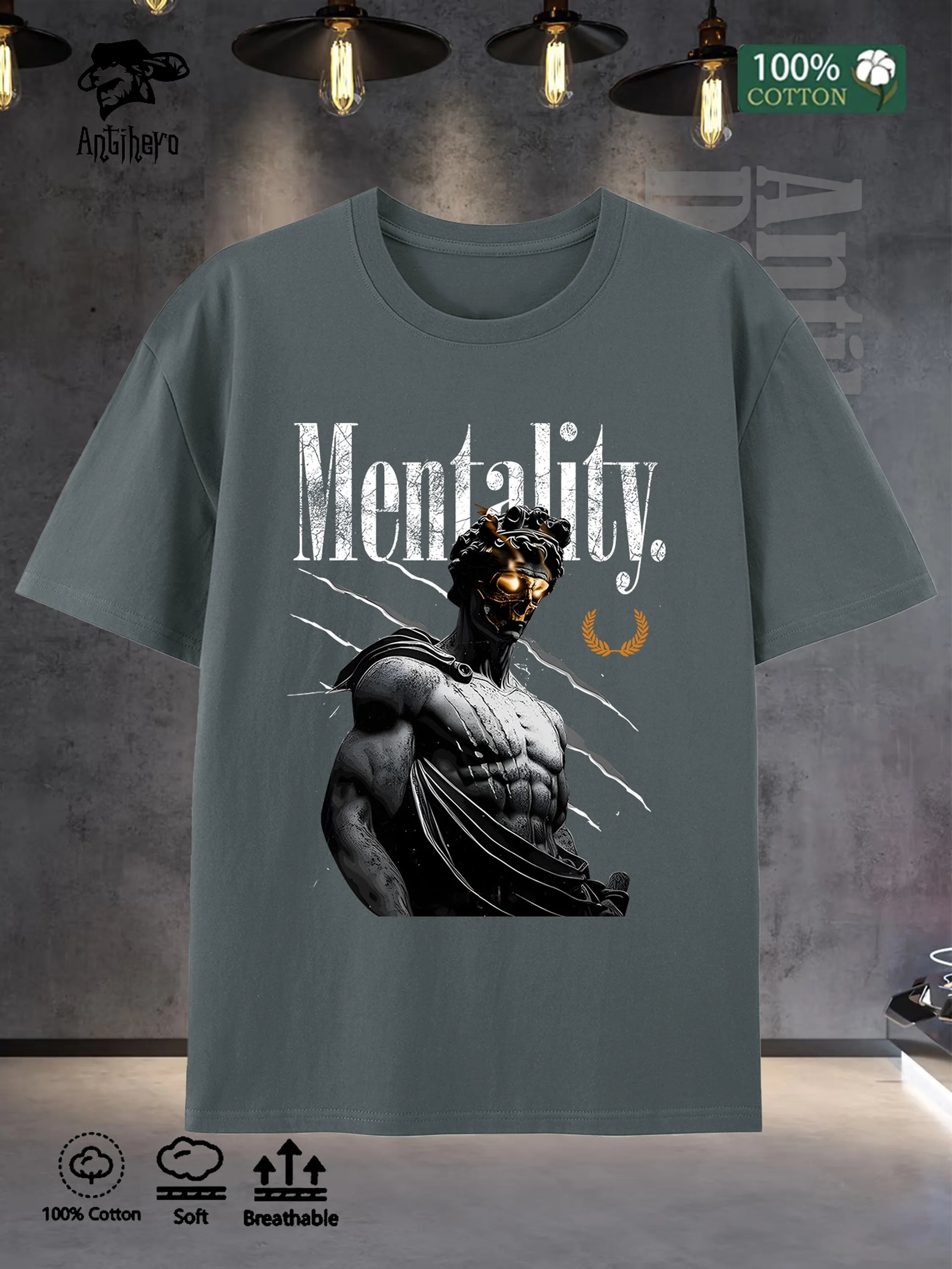 Classic Crew Neck Mens Tee 100% Cotton Oversized Fit 5 Colors Street Style 2025 US Local Stock