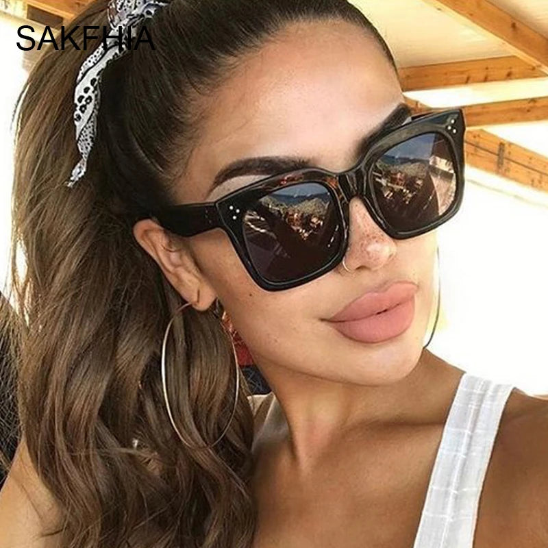 Lunettes de soleil oversize classiques et rétro pour femme - Marque vintage, grande monture carrée pour femme, Oculos Lunette De Soleil