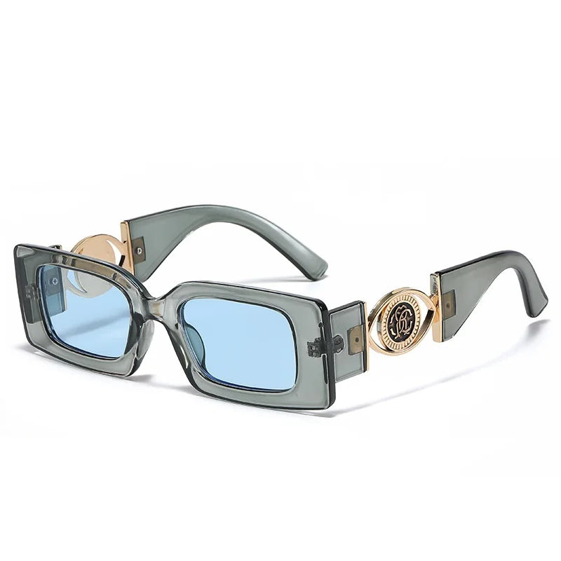 Petites Lunettes de Soleil Rectangulaires Homme Femme Carrées Luxe Gafas de Voyage Verres Vintage Rétro UV400 Lunette De Soleil Femme