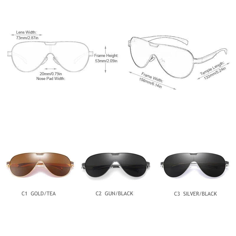 Lunettes de soleil polarisées de luxe pour hommes, de marque designer, style pilote en métal, grandes lunettes de soleil pour hommes, mode aviation, lunettes de soleil.