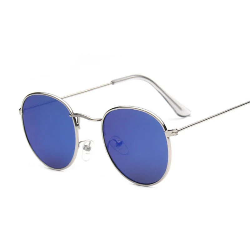 Lunettes de soleil rondes en métal pour femme, de marque vintage, pour voyage, style classique, pour femme, tendance rétro