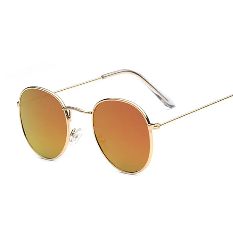 Lunettes de soleil rondes en métal pour femme, de marque vintage, pour voyage, style classique, pour femme, tendance rétro