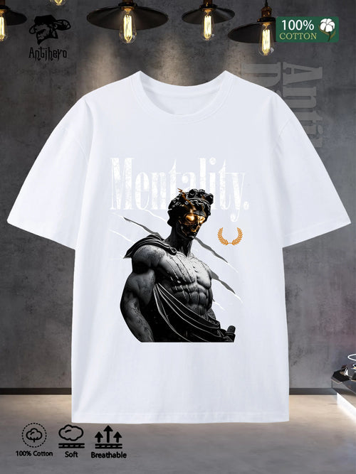 T-shirt classique à col rond pour homme 100 % coton Coupe oversize 5 couleurs Style urbain Stock local États-Unis 2025