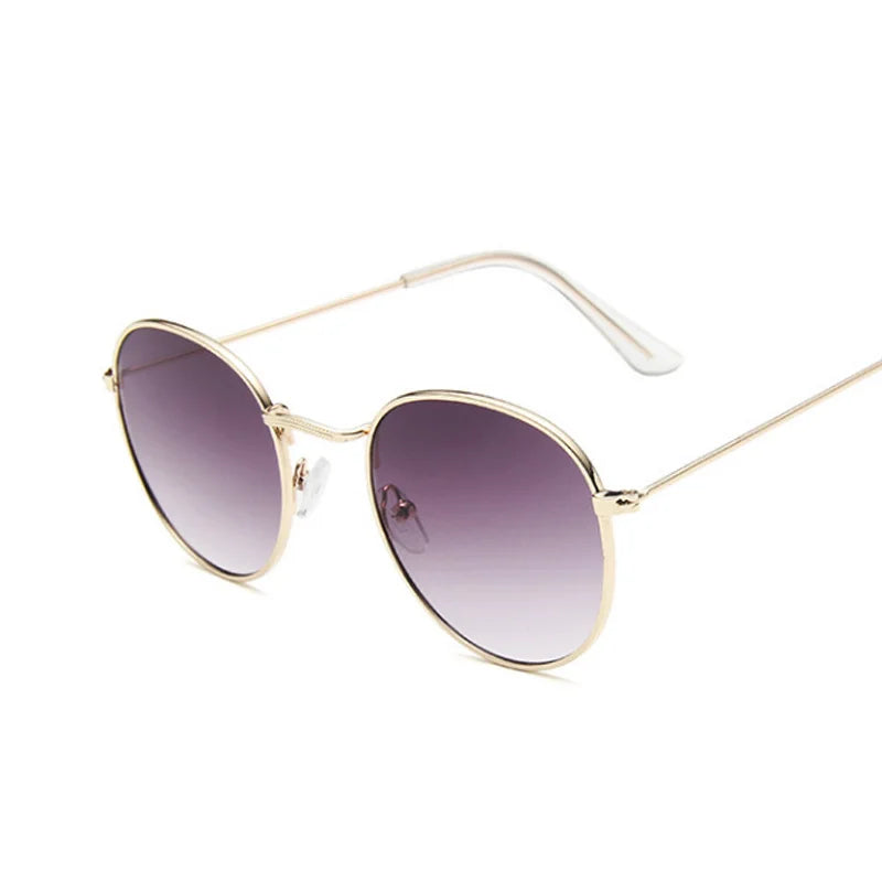 Lunettes de soleil rondes en métal pour femme, de marque vintage, pour voyage, style classique, pour femme, tendance rétro