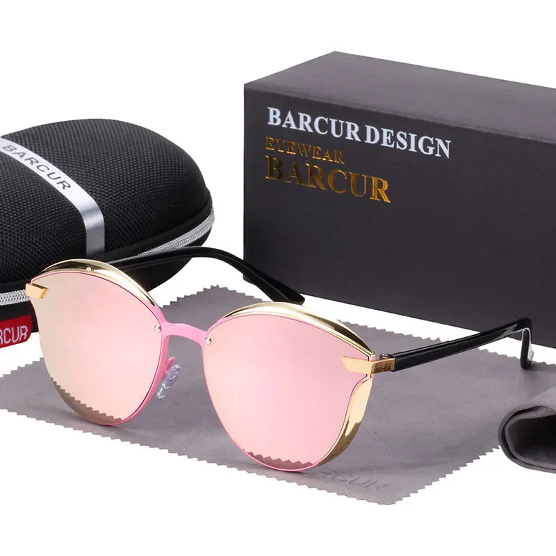 BARCUR Lunettes de soleil polarisées de luxe pour femmes, rondes, Lunette De Soleil Femme