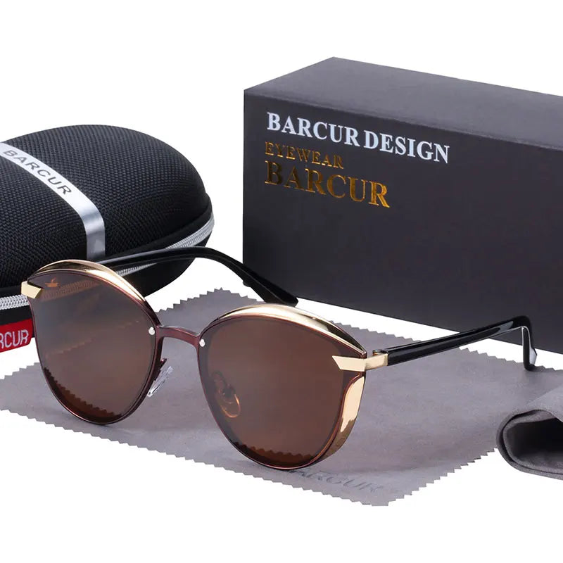 BARCUR Lunettes de soleil polarisées de luxe pour femmes, rondes, Lunette De Soleil Femme