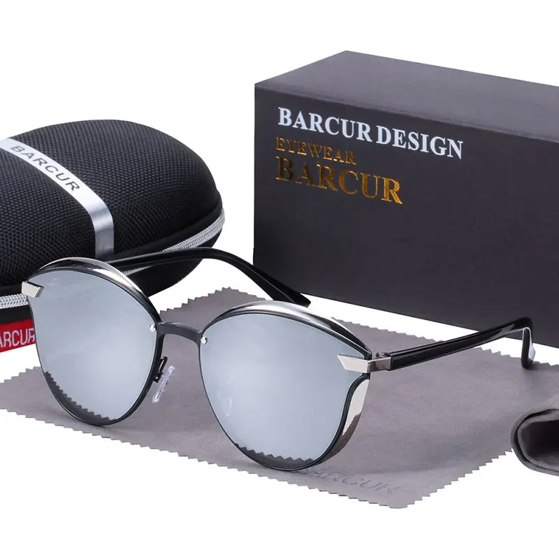 BARCUR Lunettes de soleil polarisées de luxe pour femmes, rondes, Lunette De Soleil Femme