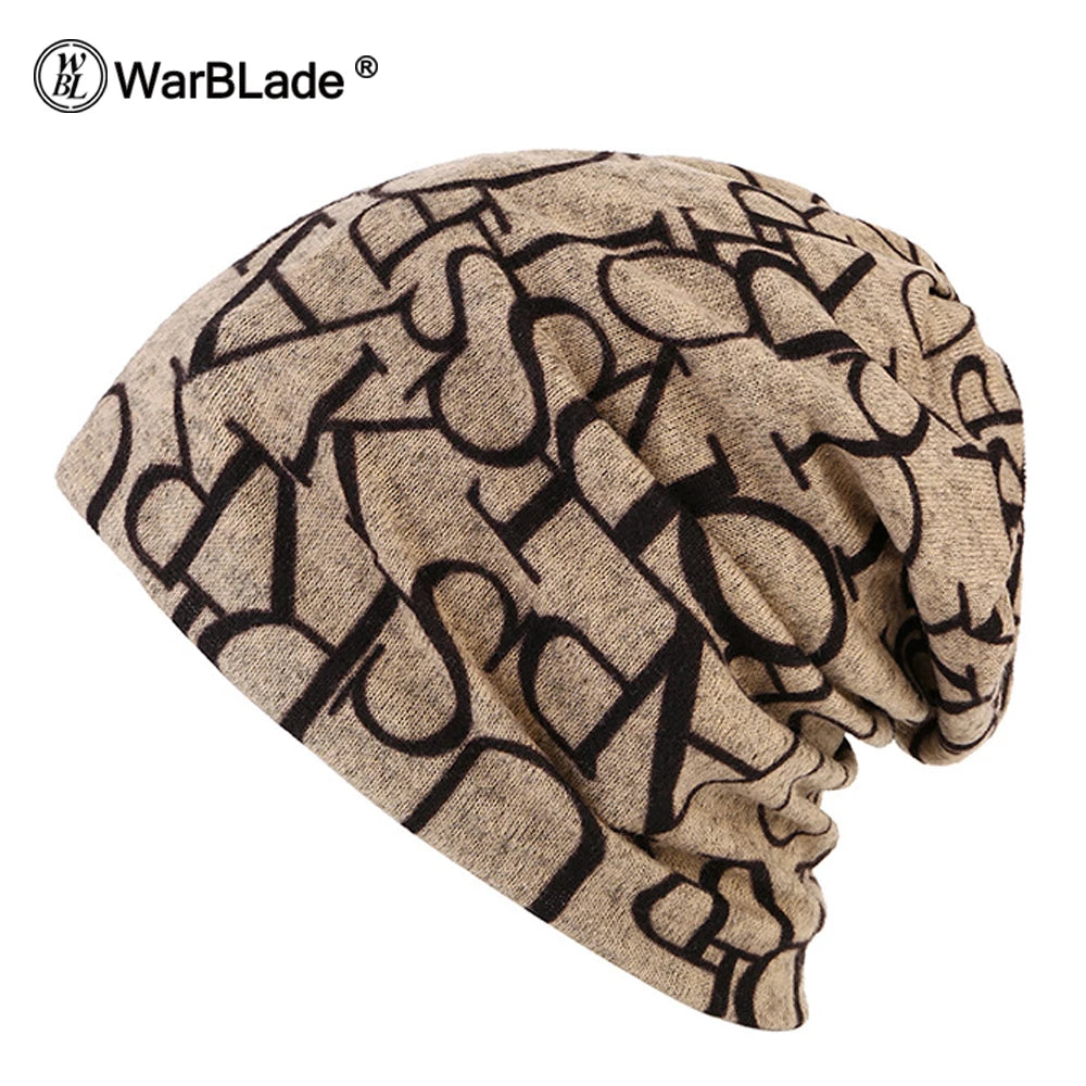 Women's 3-in-1 Hat and Scarf Set – Star & Letter Pattern, Warm, Spring-Winter