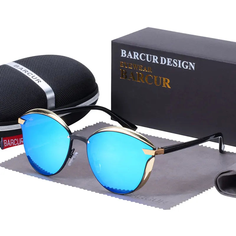 BARCUR Lunettes de soleil polarisées de luxe pour femmes, rondes, Lunette De Soleil Femme