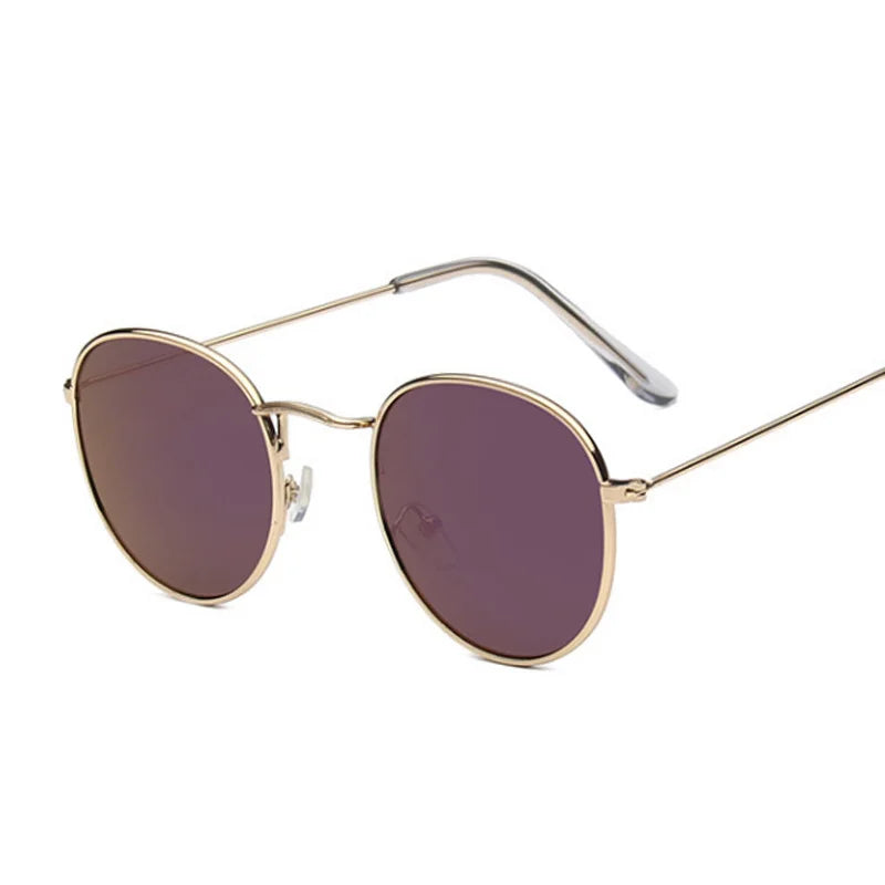 Lunettes de soleil rondes en métal pour femme, de marque vintage, pour voyage, style classique, pour femme, tendance rétro
