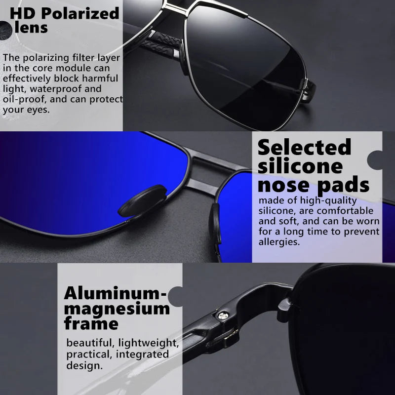 Lunettes de soleil polarisées photochromiques LIOUMO – Monture carrée rétro en aluminium UV400 unisexe