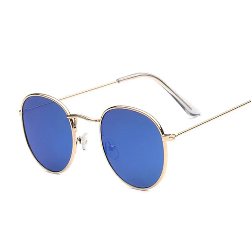 Lunettes de soleil rondes en métal pour femme, de marque vintage, pour voyage, style classique, pour femme, tendance rétro