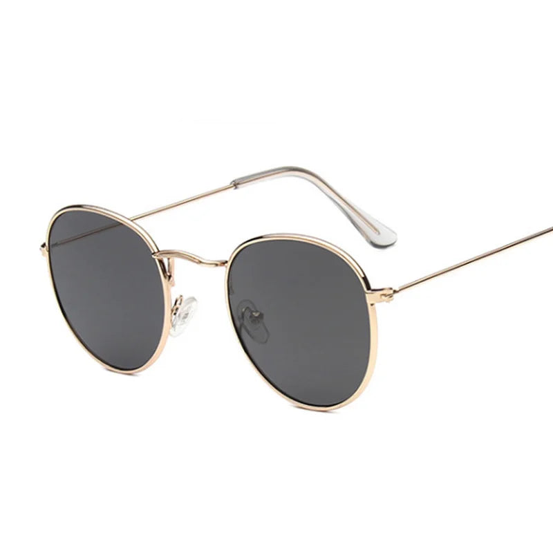 Lunettes de soleil rondes en métal pour femme, de marque vintage, pour voyage, style classique, pour femme, tendance rétro