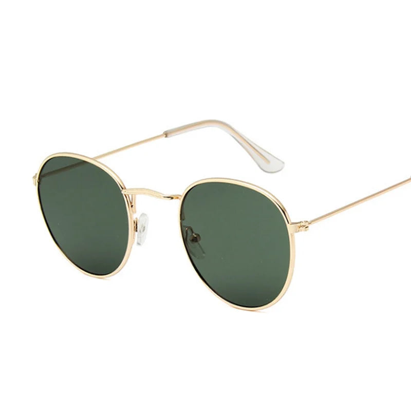Lunettes de soleil rondes en métal pour femme, de marque vintage, pour voyage, style classique, pour femme, tendance rétro
