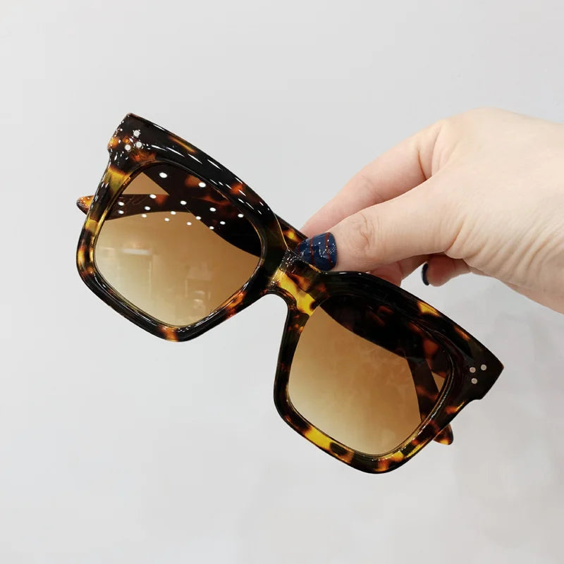 Lunettes de soleil oversize classiques et rétro pour femme - Marque vintage, grande monture carrée pour femme, Oculos Lunette De Soleil