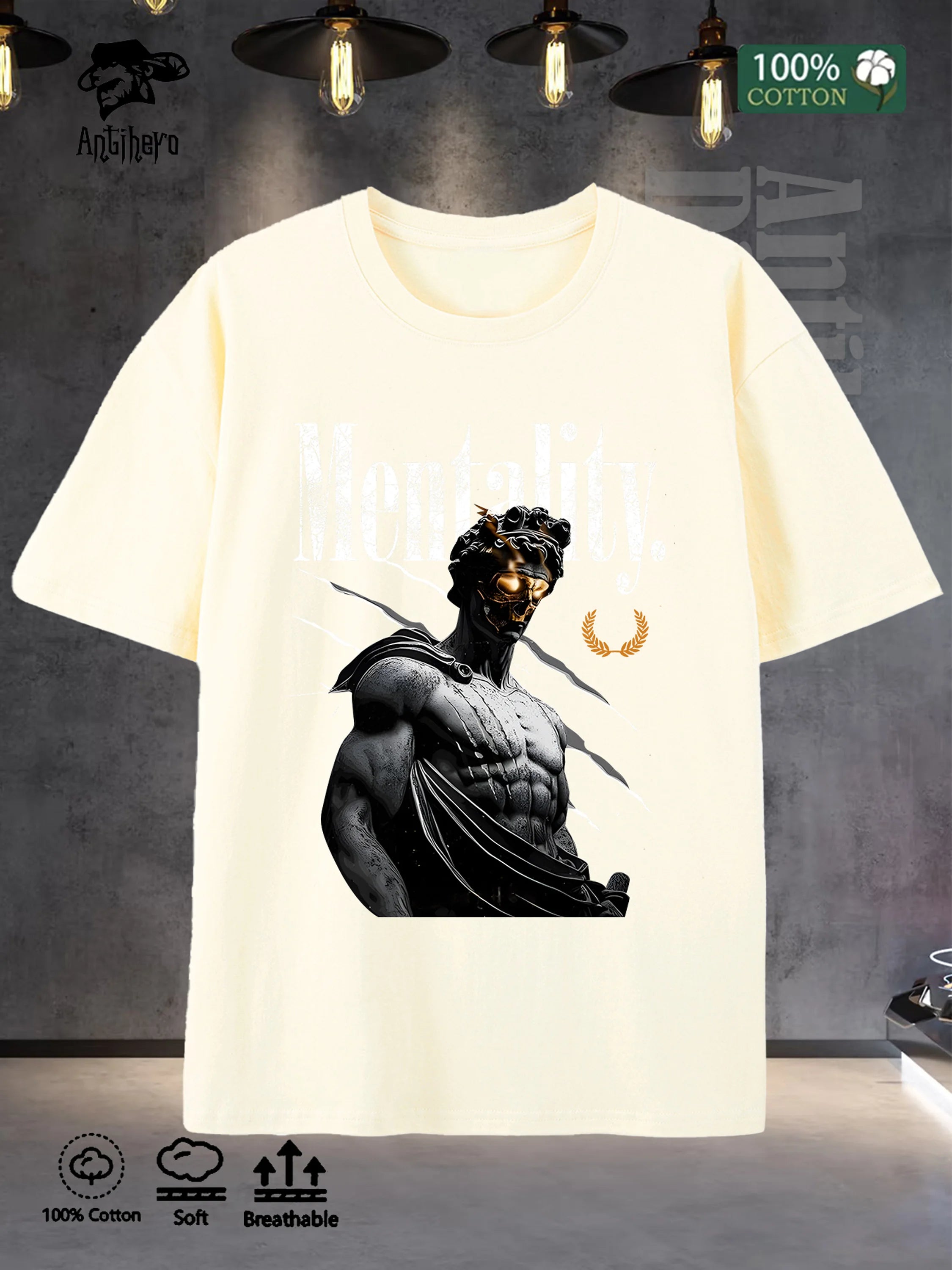 Classic Crew Neck Mens Tee 100% Cotton Oversized Fit 5 Colors Street Style 2025 US Local Stock