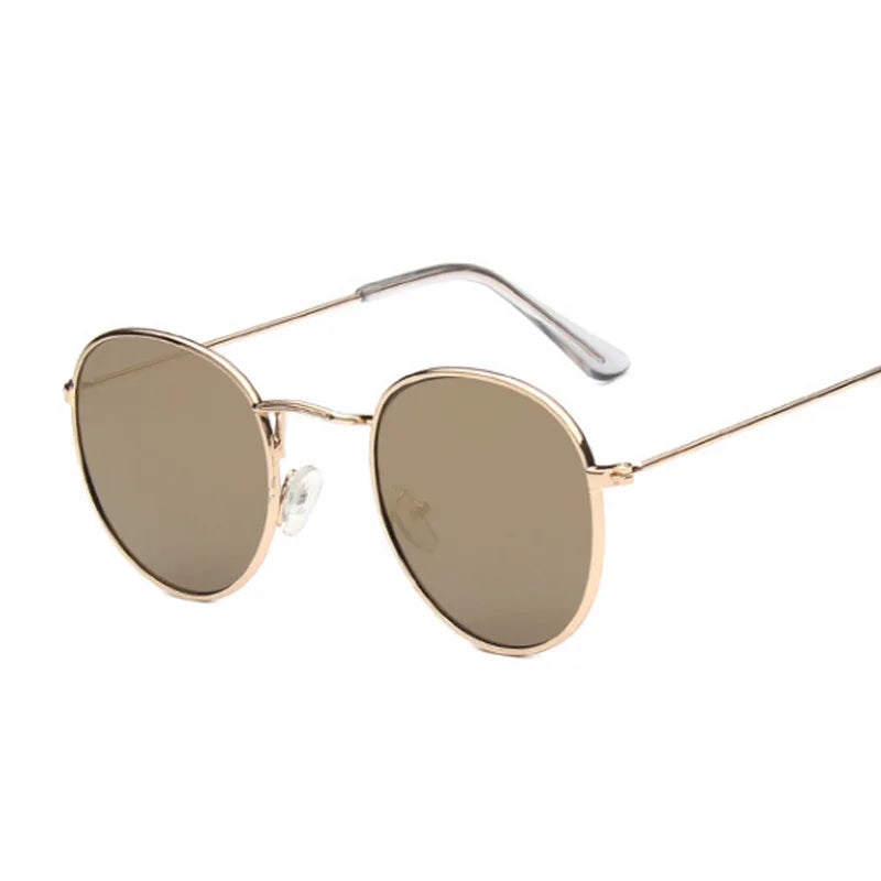 Lunettes de soleil rondes en métal pour femme, de marque vintage, pour voyage, style classique, pour femme, tendance rétro