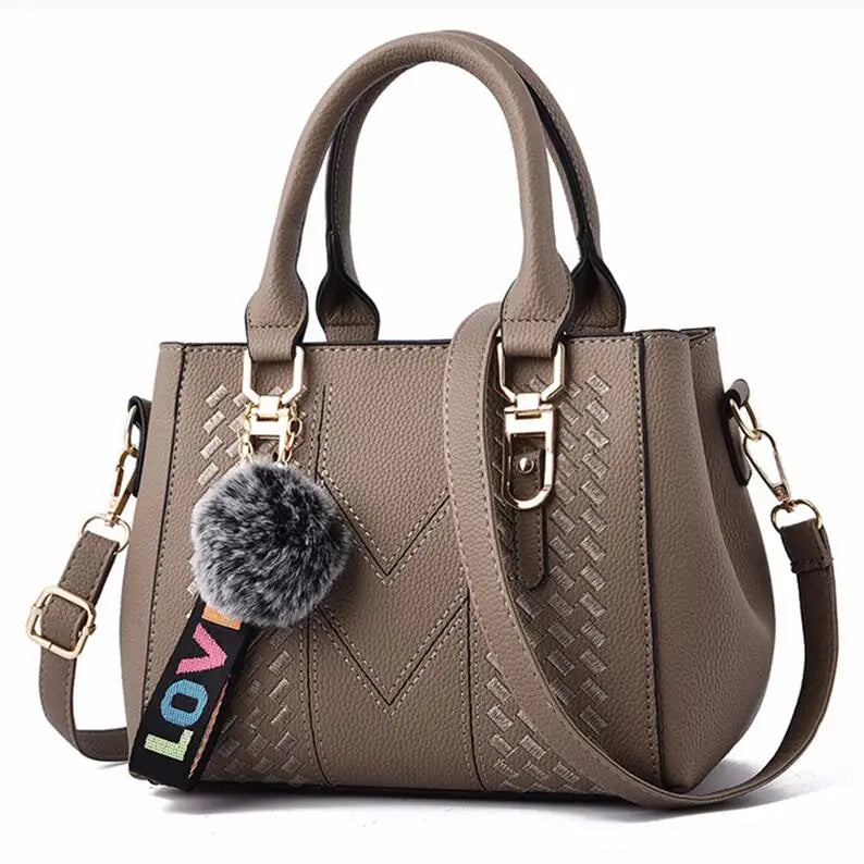Sac Messager Brodé Femme avec Pompon - Cuir PU Premium