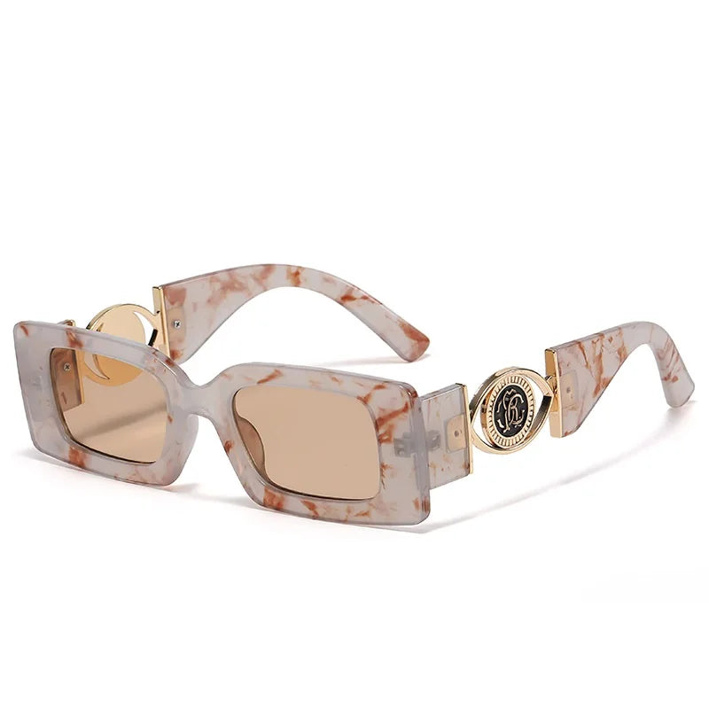 Petites Lunettes de Soleil Rectangulaires Homme Femme Carrées Luxe Gafas de Voyage Verres Vintage Rétro UV400 Lunette De Soleil Femme
