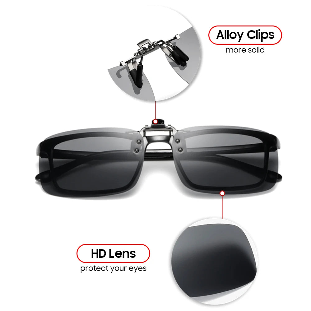 Flip-Up Clip-On Sunglasses — Polarized Night Vision