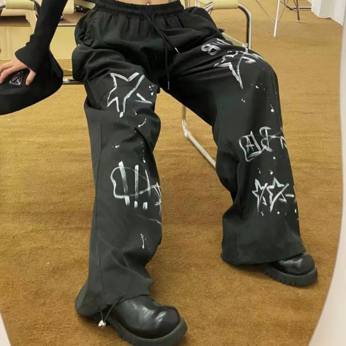 Street Hip Hop Graffiti Sports Pants Women's Spring and Summer New Fashionable Thin Loose Wide Leg Casual Pants Home Furnishings