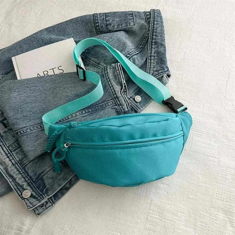 Chest Banana Bag for Women Sling Crossbody Waist Pack Canvas Running Waist Bag Casual Fanny Packs Sport Half Moon Belt Bag