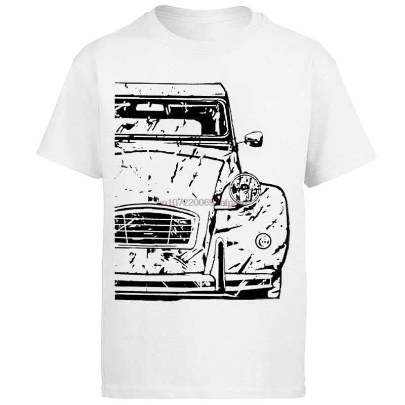 2cv Classic Graphic T Shirts Big Size Short Sleeve T Shirt Summer Tees Tops New Shirts And T-Shirts Cotton White Man T Shirt