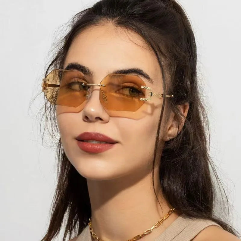 Nouveauté Lunettes de soleil sans monture femme 2026 Tendance Mode Lunettes Protection solaire Luxe Femme Lentes De Sol Mujer Lunette Soleil Femme