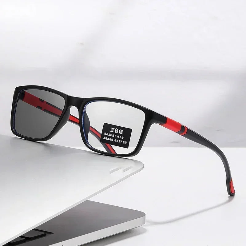 Photochromic Anti Blue Light Outdoor Sports Cycling Ultra Light High-definition Color Changing Myopia Glasses 0 -0.5 -0.75 -1.25q
