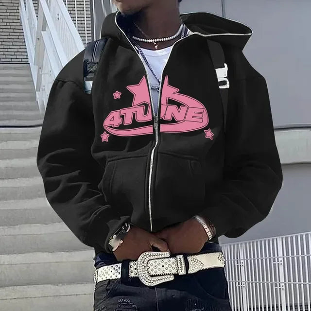 Hoodie Zippé Hip Hop Streetwear - Imprimé Lettres