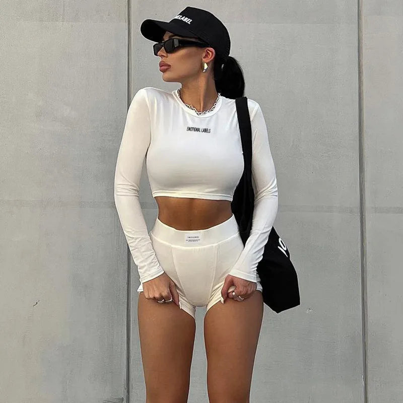 Women's Streetwear Two-Piece Set – Top & Shorts