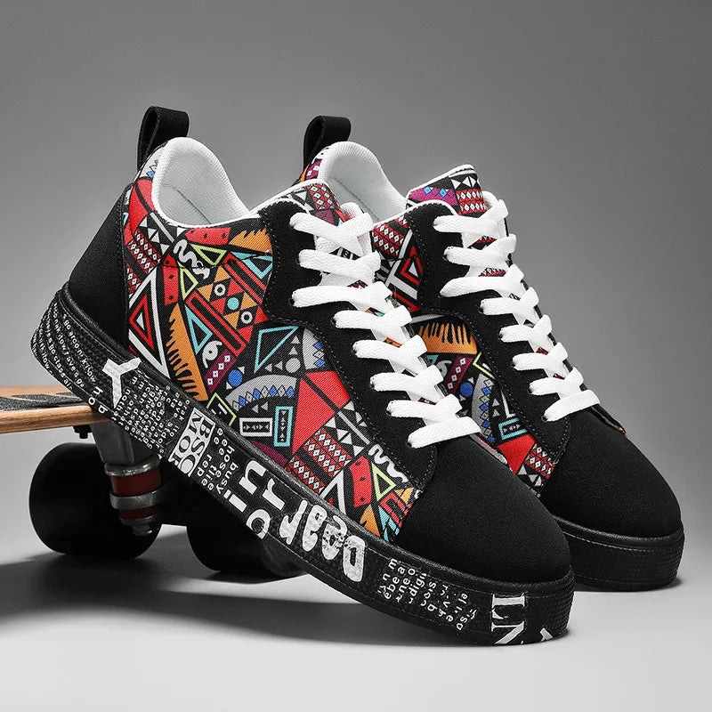 Baskets Graffiti Streetwear Homme - Sneakers Casual Plateforme