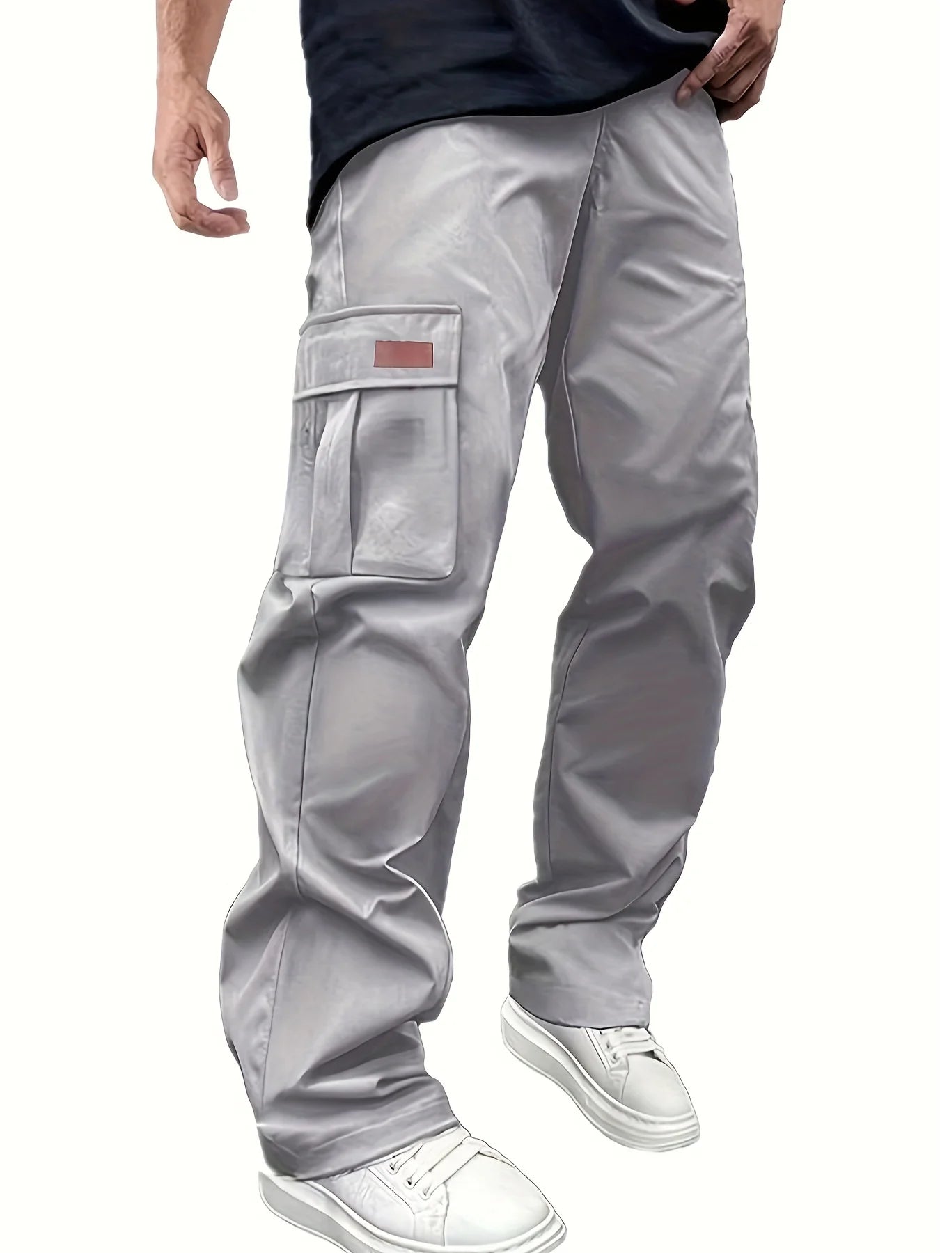 2026 new men's workwear pants, European and American men's loose straight casual pants, men's workwear pocket pants