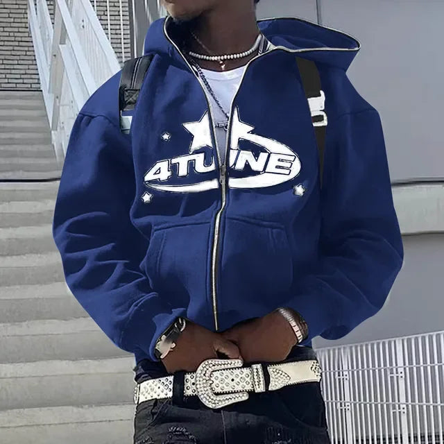 Hoodie Zippé Hip Hop Streetwear - Imprimé Lettres