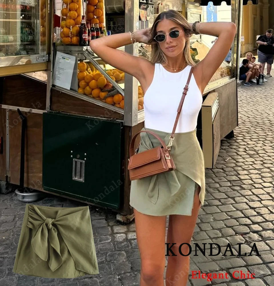 Casual Knotted Shorts Skirt Women's Lace-up Zipper Shorts Skirt New 2025 Summer Fashion Vacation Commuter Shorts Skirt
