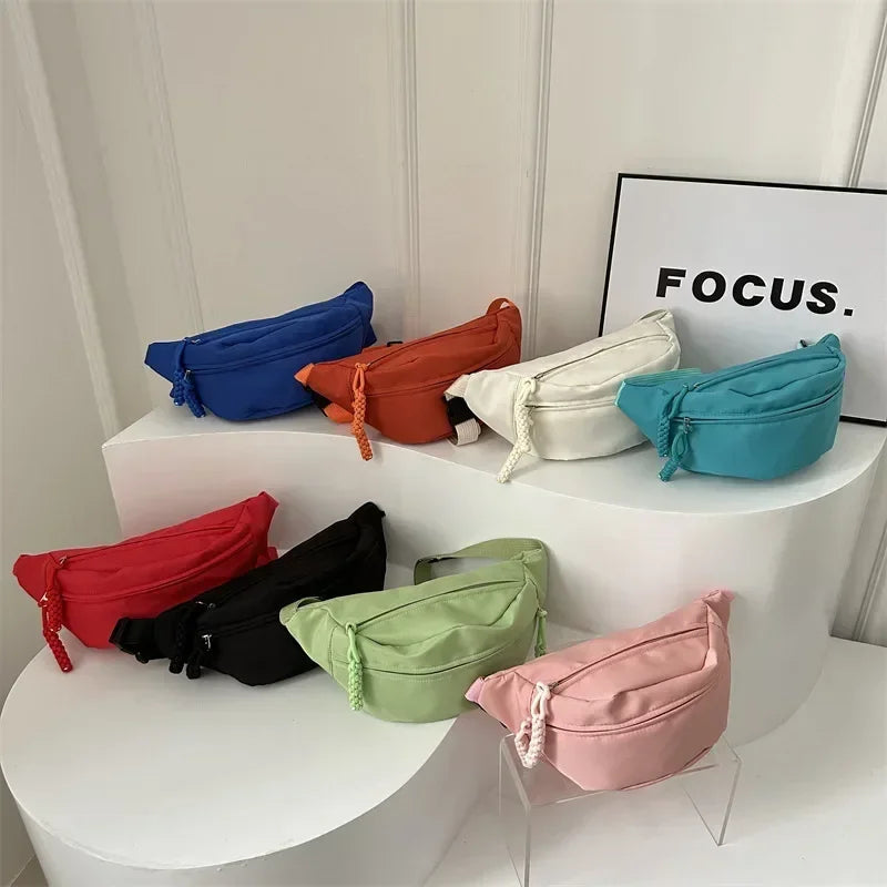 Chest Banana Bag for Women Sling Crossbody Waist Pack Canvas Running Waist Bag Casual Fanny Packs Sport Half Moon Belt Bag