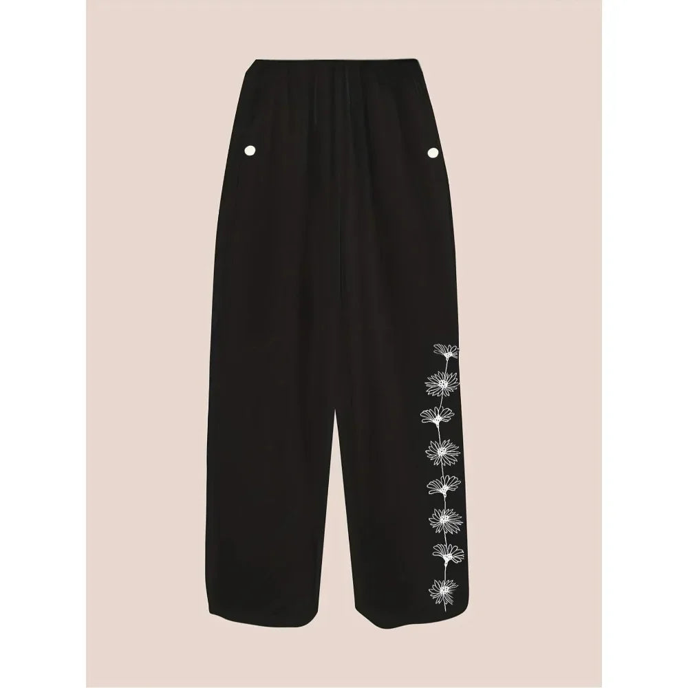 Plus Size 1XL-5XL Women's Print Trousers Comfortable Knitted Long Pants Fashion for All Seasons Fitted Design for Everyday Wear