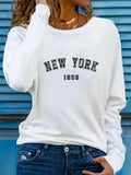 T-Shirt Femme New York Manches Longues - Top Y2K Style Années 90